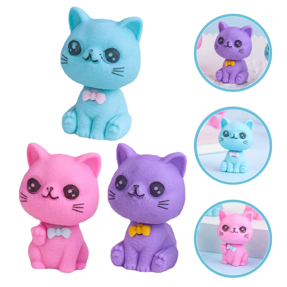 

48 Pcs Cat Eraser Animal Erasers Lovely Small Dedicated Mini for Kids Fun Students Bulk
