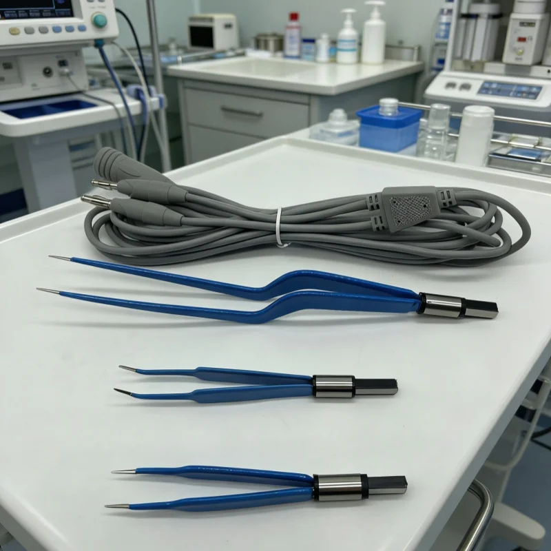 

LEEP knife hemostasis with high-temperature high-pressure sterilizable connection cable bipolar electrosurgical forceps