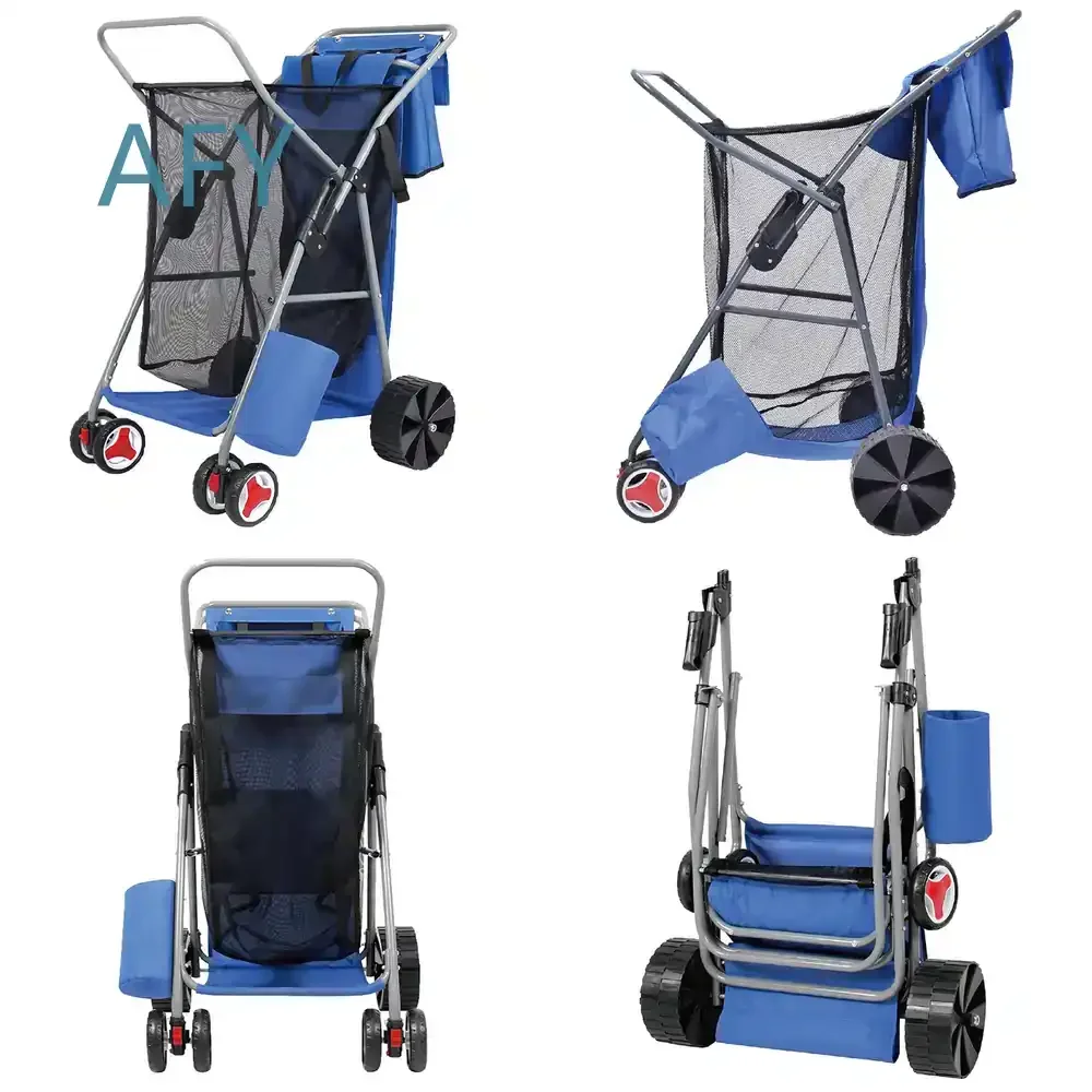 Folding Fishing Cart for Outdoor Camping Hiking Travel Portable Aluminum Utility Wagon with 4 Wheels Colorful Foldable Garden
