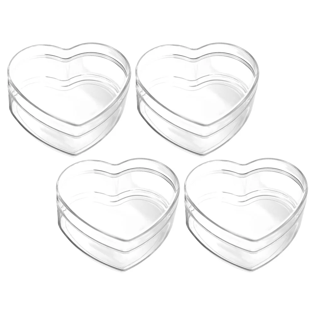 4 Pcs Transparent Love Box Small Item Storage Boxes Snacks Packing Treat Heart-shaped Safe Candy Acrylic Wedding Party