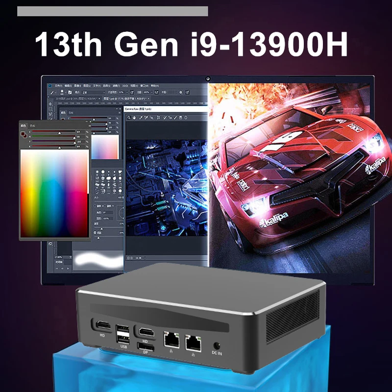 Topton V600 13th Gen i9 13900H Intel Mini PC Gamer NUC Windows 11 2 * DDR5 2 * PCIE4.0 2*2.5G LAN Gaming Desktop Mini Computer WiFi6