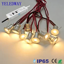 1W Mini Spotlight Led 15mm Recessed Ceiling Downlight 12V Indoor 1W Stair Cabinet Spot Lighting with Transformer 100-265V