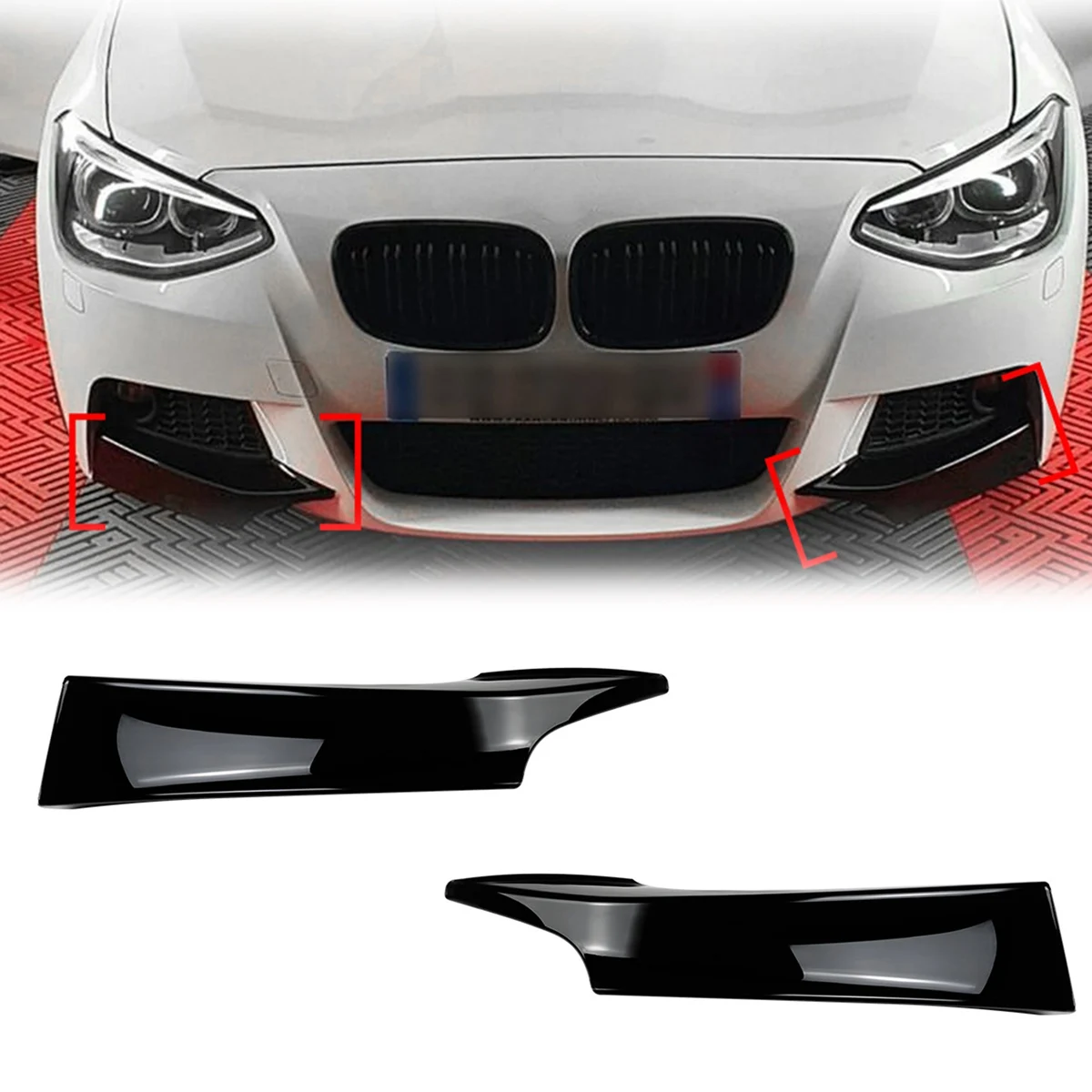 For BMW 1Series 120I F20 F21 Early M Sport 2012-2014 Front Bumper Lip Angle Diffuser Splitter Spoiler Protector