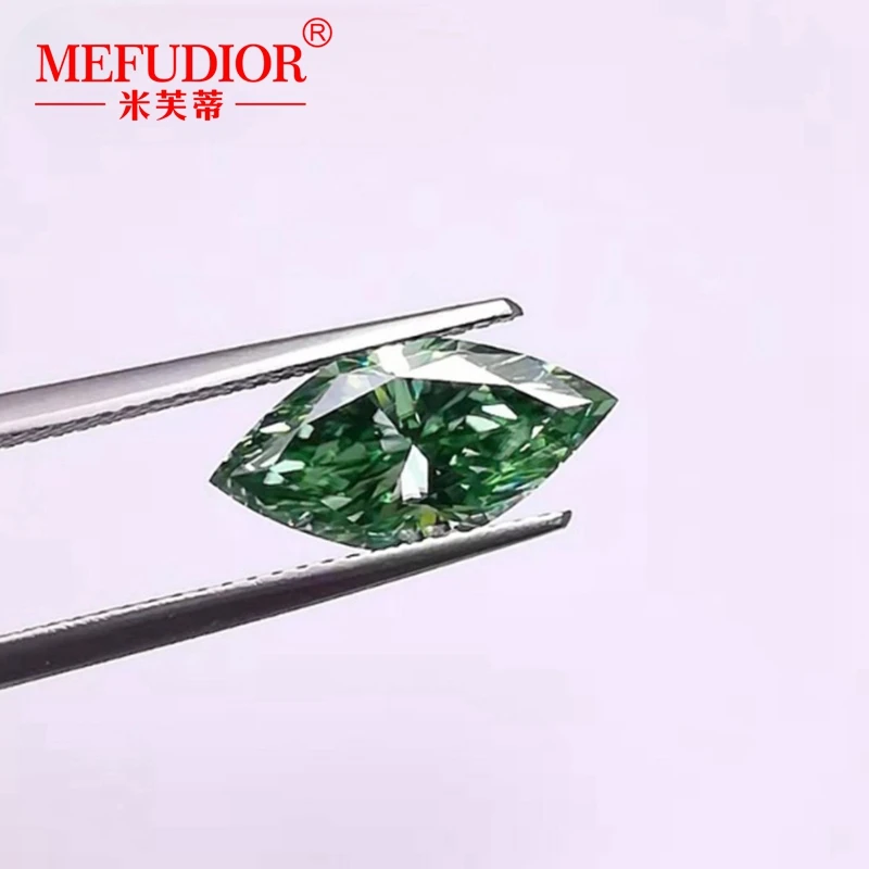 Green Moissanite Diamond Marquise Shape  Loose Moissanite Gemstone Passed Diamond Tester Factory Supply For Jewelry Accessories