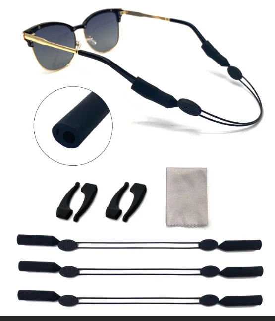 [3 Pack] Glasses Strap, Adjustable, Anti-Slip Sunglasses Strap for Sports, No Tail Glasses Holder Cord, with Steel Wire Cable