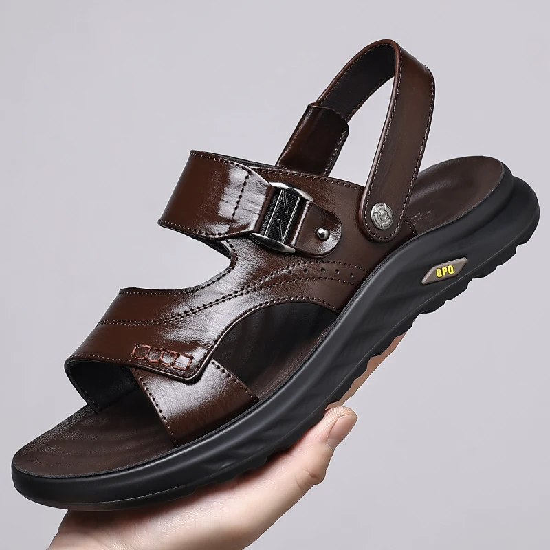 Men's Two-Way Wear Sandals With Adjustable Ankle Strap, Soft Sole All-Match Casual Slide Sandals For Beach & Daily Commute