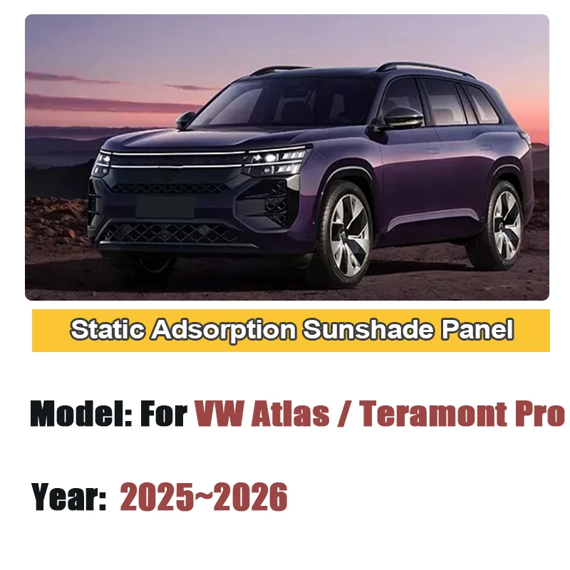 Car Sunroof Sunshade For Volkswagen Atlas Teramont Pro MK2 2025 2026 Electrostatic Adsorption Skylight Sunshades Car Accessories