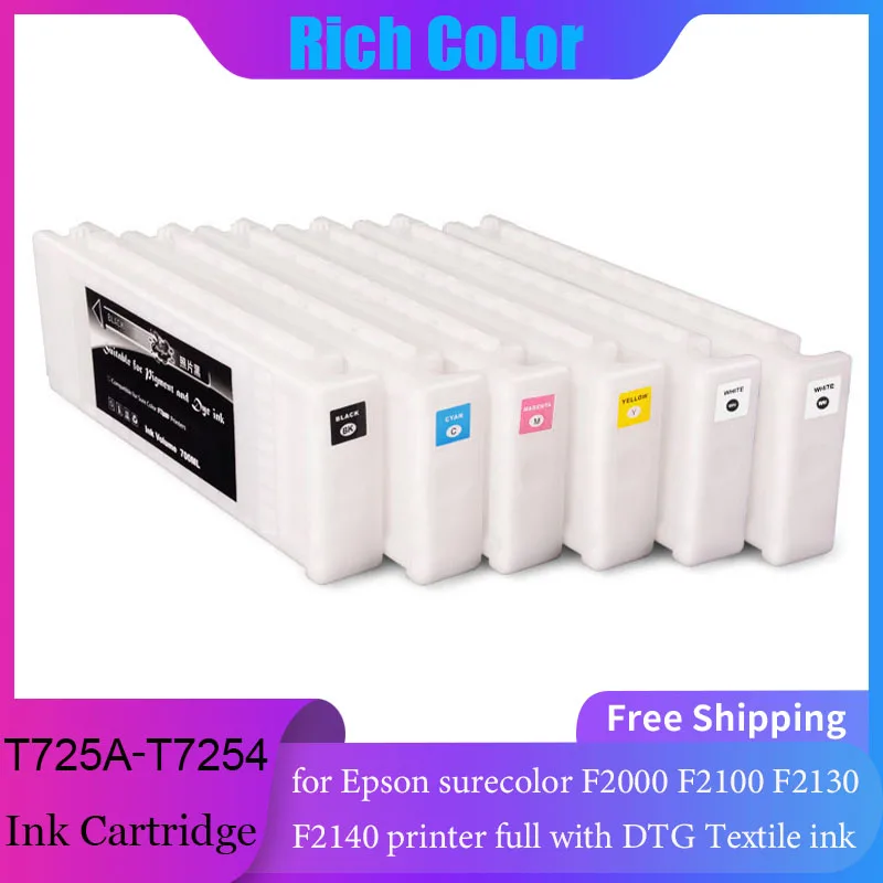 T7251 T7254 T725A1 T725A2 compatible ink cartridge for Epson surecolor F2000 F2100 F2130 F2140 printer full with DTG Textile ink