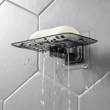 Seifenregal ohne Bohren, Wandmontage, doppellagiger Halter, Seifenschwammschale, Badezimmerzubehör, Geschirr, selbstklebend