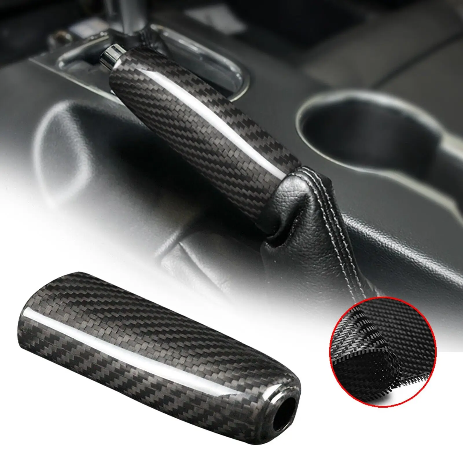 

For Ford Mustang 2015-21 Hard Carbon Fiber Car Handbrake Grip Cover Replace Trim