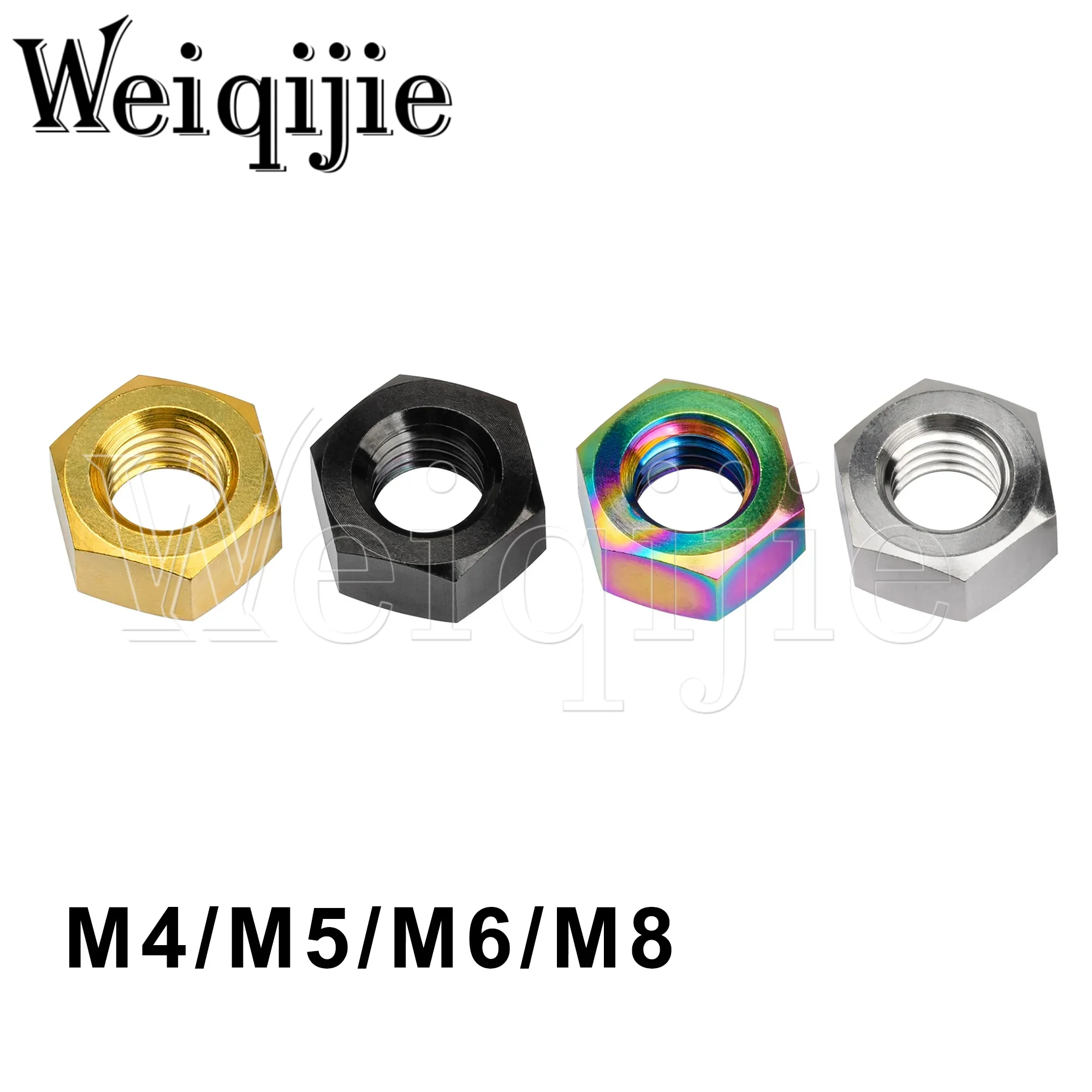 

Weiqijie 6pcs Titanium Nut M4 M5 M6 M8 Ordinary Hex Nut For Bicycle Motorcycle Boat