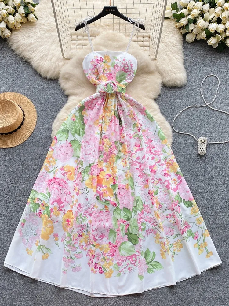 

Lusumily Sexy Off The Shoulder Chiffon Dress Spaghetti Strap Floral Beach Dress Summer Party Dresses Holiday Long Sundress