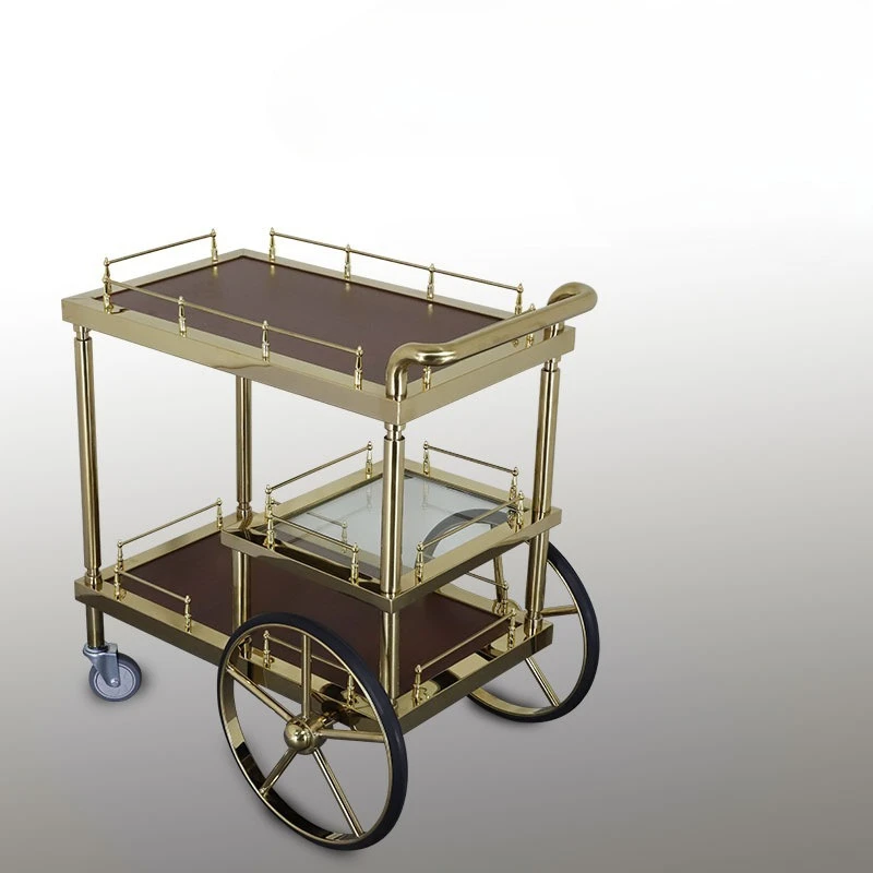 Hotel dining car, tea snack trolley, hand push mobile wine delivery, car 4s shop reception cart New Chinese style
