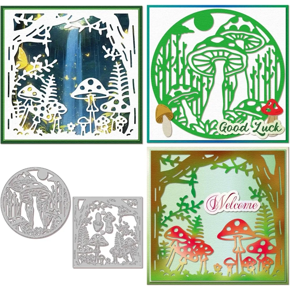 Schneideformen aus Kohlenstoffstahl mit Pilzmotiv, Schablonen für DIY-Scrapbooking, Fotoalbum, dekorative Prägung, Papierkarte, 102 x 102 x 0,8 mm