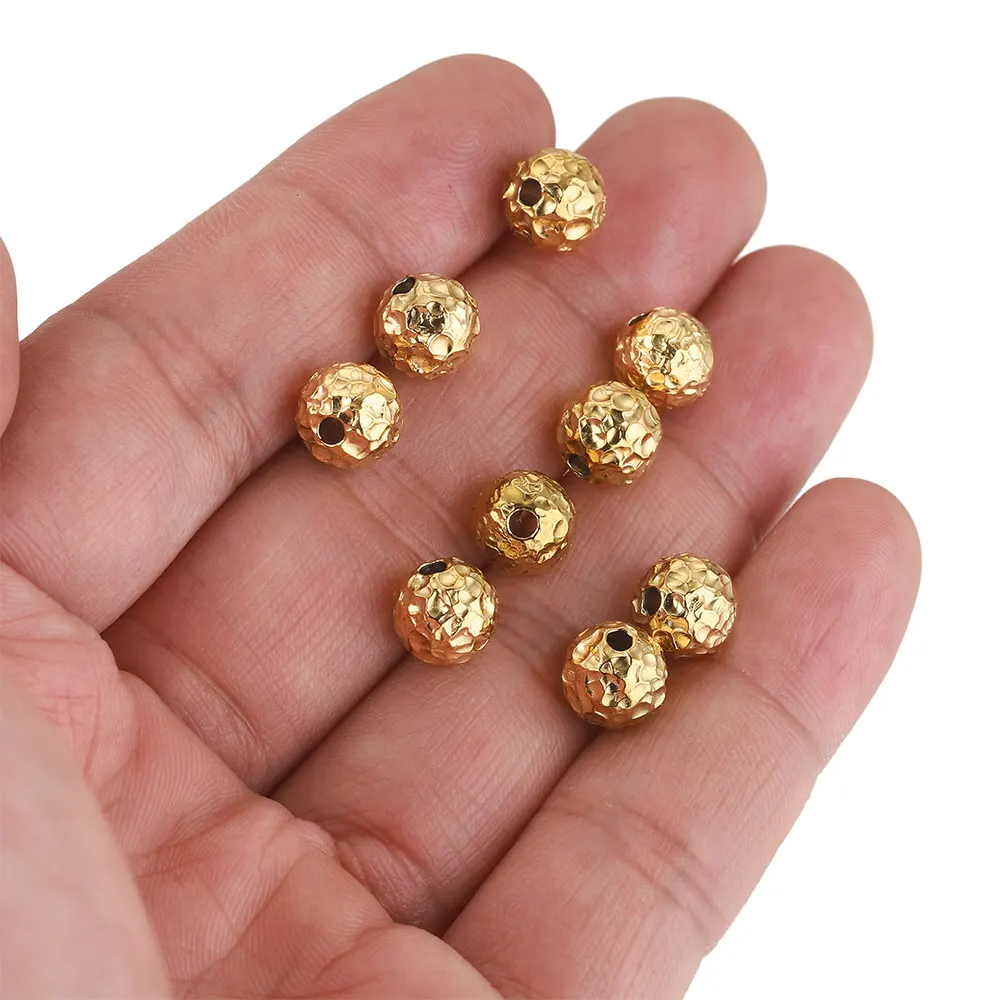10pcs 4 6 8mm Gold Plated Stainless Steel Frosted Hammered Ball Beads Charm Loose for Bracelet DIY Jewelry Making Supplies Waist - Image 5