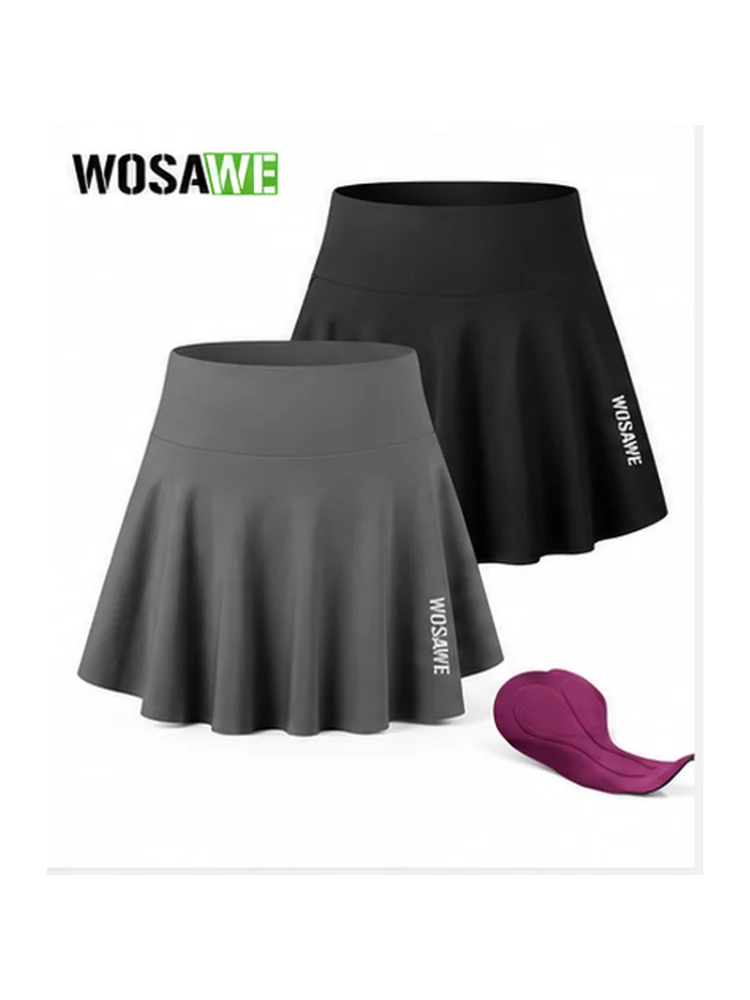 WOSAWE Women's Bike Skort Padded Summer MTB Cycling Skirt Pants with Pockets Road Mountain Bike Shorts Skirt