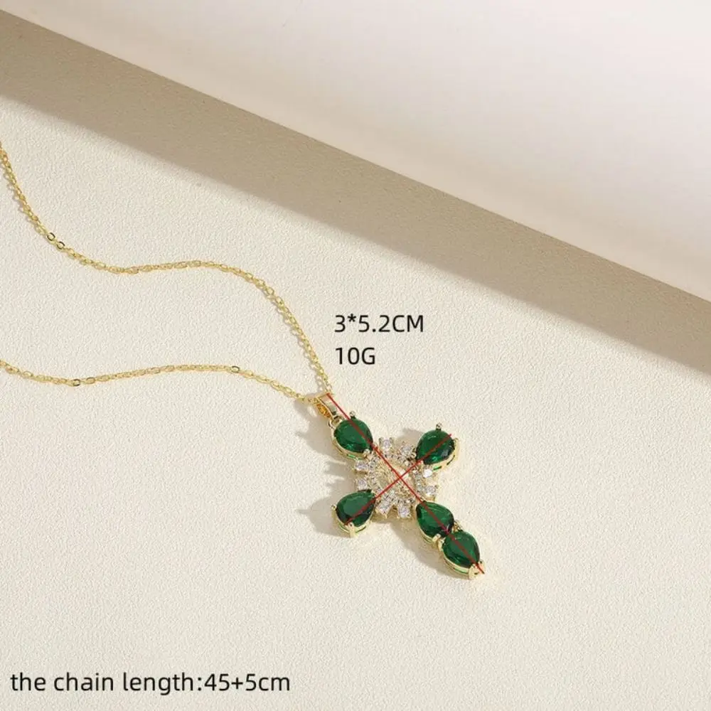 Acessórios de festa zircão cruz pingente presente do dia dos namorados cor ouro o corrente colar moda jóias acessórios