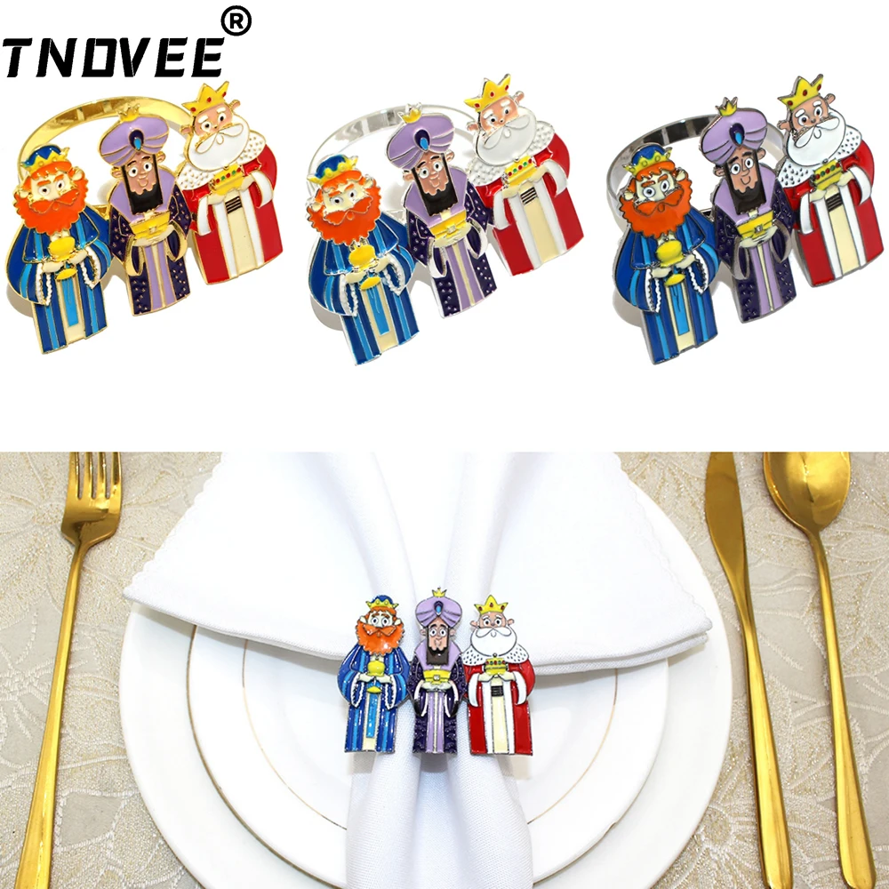 1Pcs Christmas Three Wise Men Napkin Rings Three Kings Gold Napkin Buckle for Dinning Room Hotel Table Decor Home Decor  ERH89