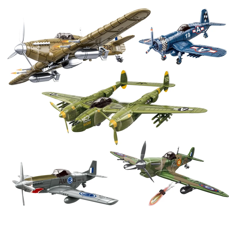 Vought F4U Corsair Fighter Aircraft Building Blocks MOC DIY Assembly Model Kit Vintage Airplane Collectible Toy Gift For Teens