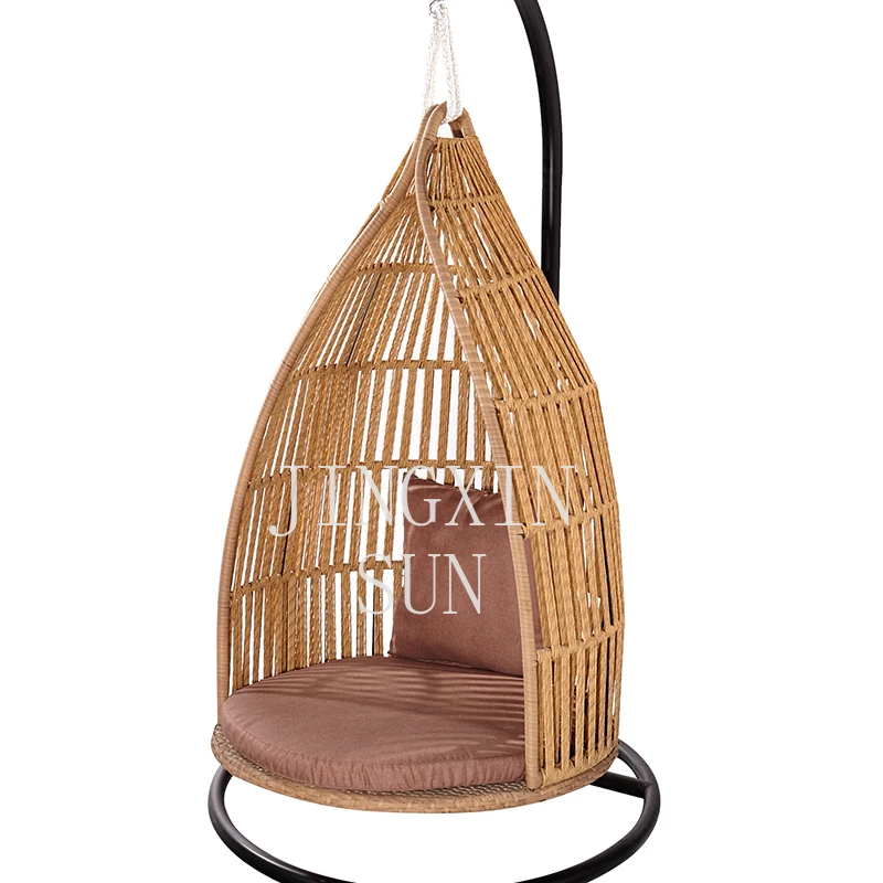 Front porch Wicker metal furniture Outdoor garden Rattan Bird's nest Swing Chair with bracket