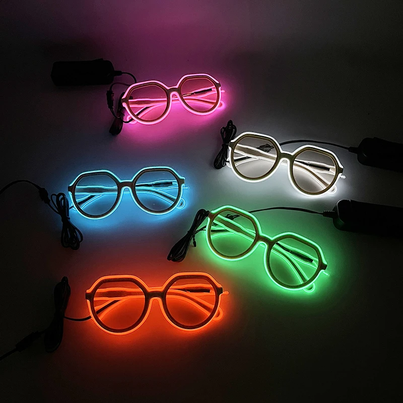 

Светящиеся модные очки для выступления на сцене, неоновые флуоресцентные новые костюмы, реквизит для ношения глаз, светящиеся принадлежности для ночного клуба