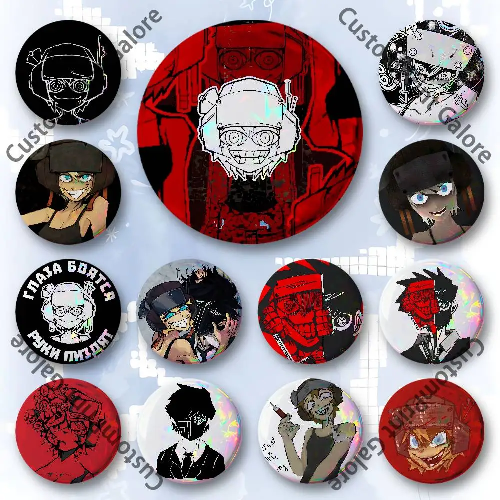 P-Psychopomp Vena Badges 25 32 44 58 75 mm Round Cosplay Pin Bag Decor Fans Collect Friends Gifts Brooch Souvenir