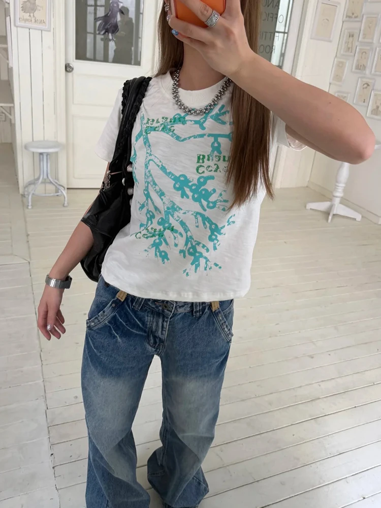 Tonngirls T-Shirt im koreanischen Stil für Damen, kurzärmelig, bedruckt, Grafik-Tops, Streetwear, Y2k, Vintage-Tops, japanische 2000er-Jahre-T-Shirts, E-Girls – Detail 4