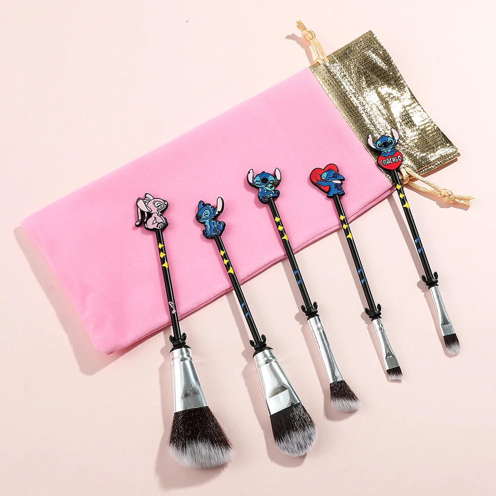 5pcs/set Stitch Makeup Brush Cute Cartoon Eye Shadow Powder Blusher Brush High Quality Soft Cosmetology Brush for Women