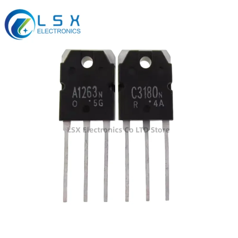 New 5Pairs(10PCS)/Lot 2SA1263 2SA1263N A1263N + 2SC3180 2SC3180N C3180N TO-3P NPN + PNP TRIPLE DIFFUSED TYPE