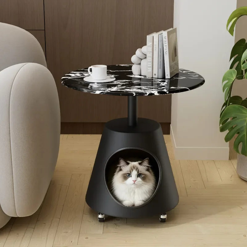 Cream Cat Nest Coffee Table Round Creative Storage Side Table for Living Room Small Apartment Pet House Modern Furniture