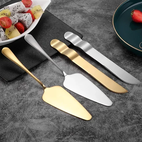 

2/8pcs Pastry Tools Stainless Steel Wedding Cake Knife Set Fashion Rose Gold Pizza Knife Baking Tool Accessories