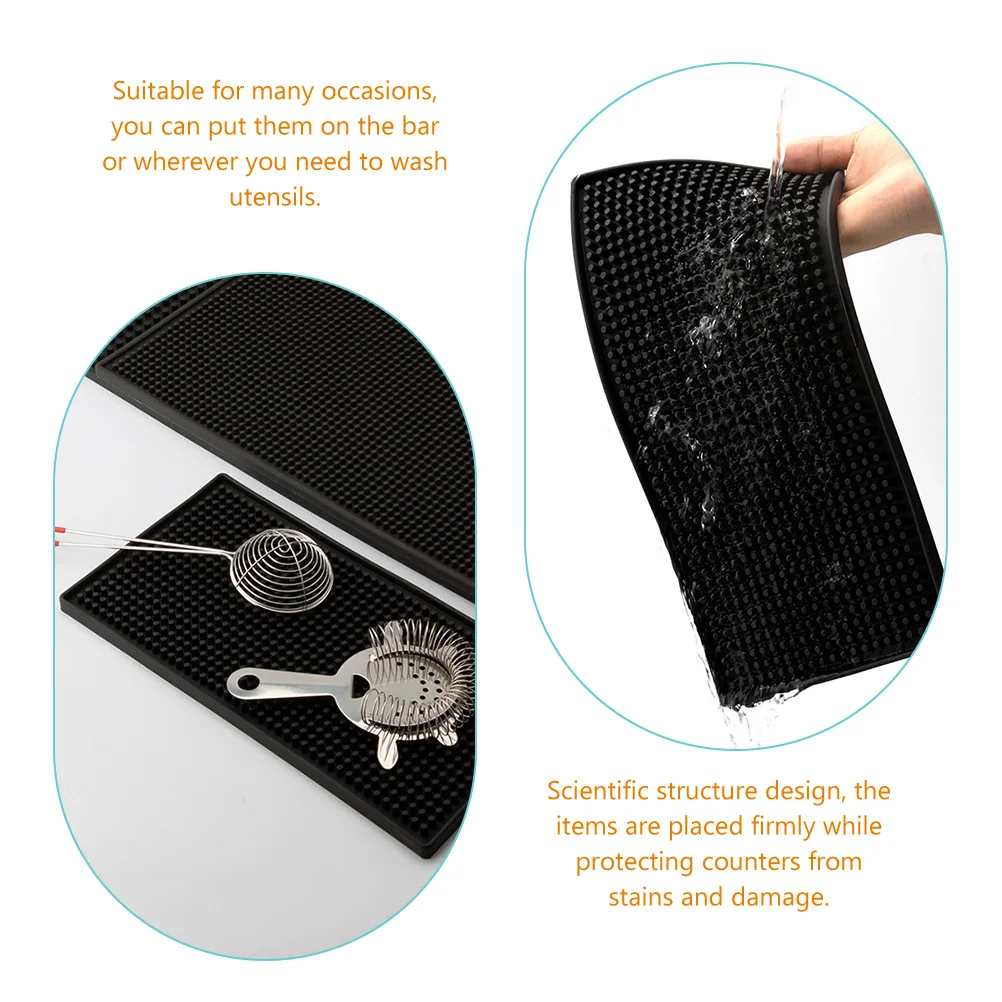 

2Pcs Anti-slip Bar Counter Mats PVC Heat Resistant Kitchen Coffee Countertop Non-slip Pad Drain Cushion Dish Drying Mat