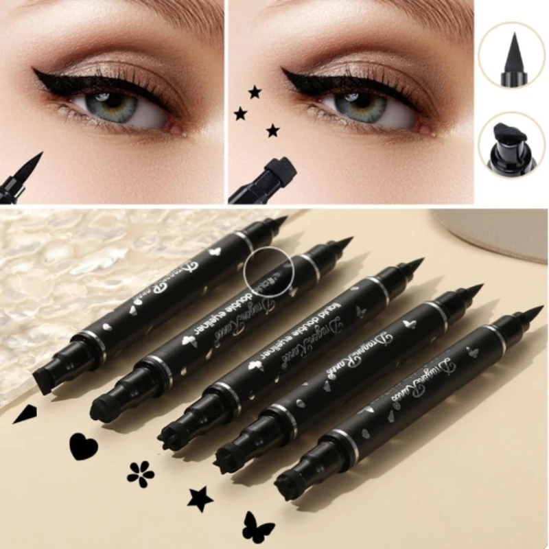 2 IN 1 Butterfly Seal Eyeliner Pen Long-Lasting Waterproof Black Liquid Eye Liner Pencil Star Moon Stamp Eyes Makeup