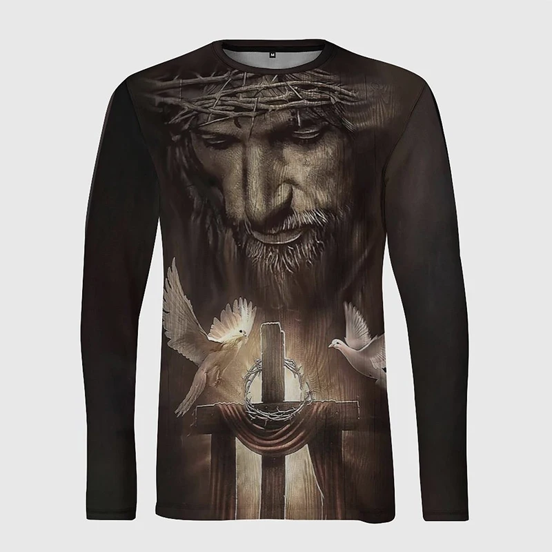 New Christ Jesus 3D Print T-Shirt Men Women Casual O-Neck Long Sleeve Fashion T Shirts Oversized Harajuku Tees Tops Kid Clothing