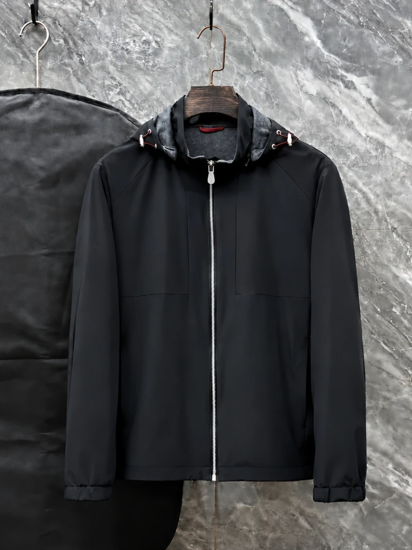 Italian BC embroidered old money style men's hooded jacket windproof waterproof jacket
