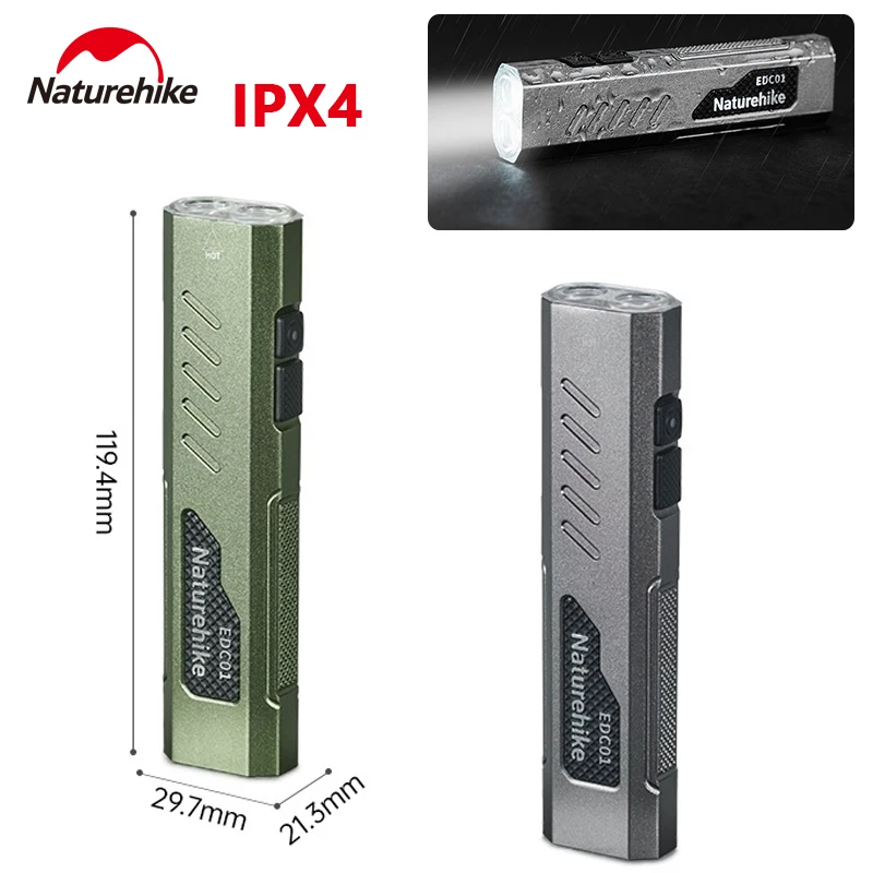 

Naturehike Сверхлегкий фонарик IPX4 Водонепроницаемый USB Перезаряжаемый корпус из алюминиевого сплава Светодиодный уличный портативный дорожный фонарь для кемпинга