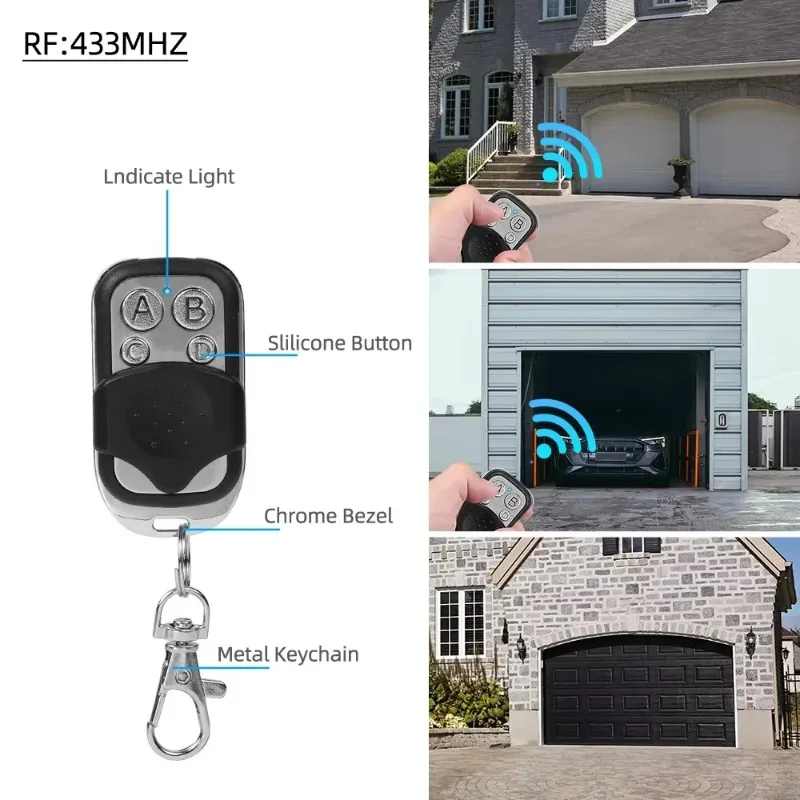 Multi Frequency Remote Control Duplicator Fixed Rolling Code 433MHZ Garage Gate Controller Handheld Transmitter