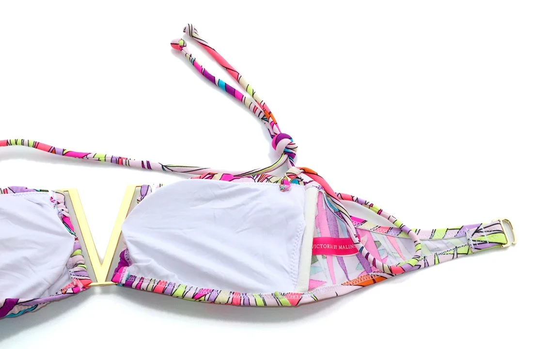 Women Swimsuit Bikinis Biquini Printing Pink Flower Bikini Set flouncing Brazilian Girl Swimwear Bathing Suit Maillot De Bain