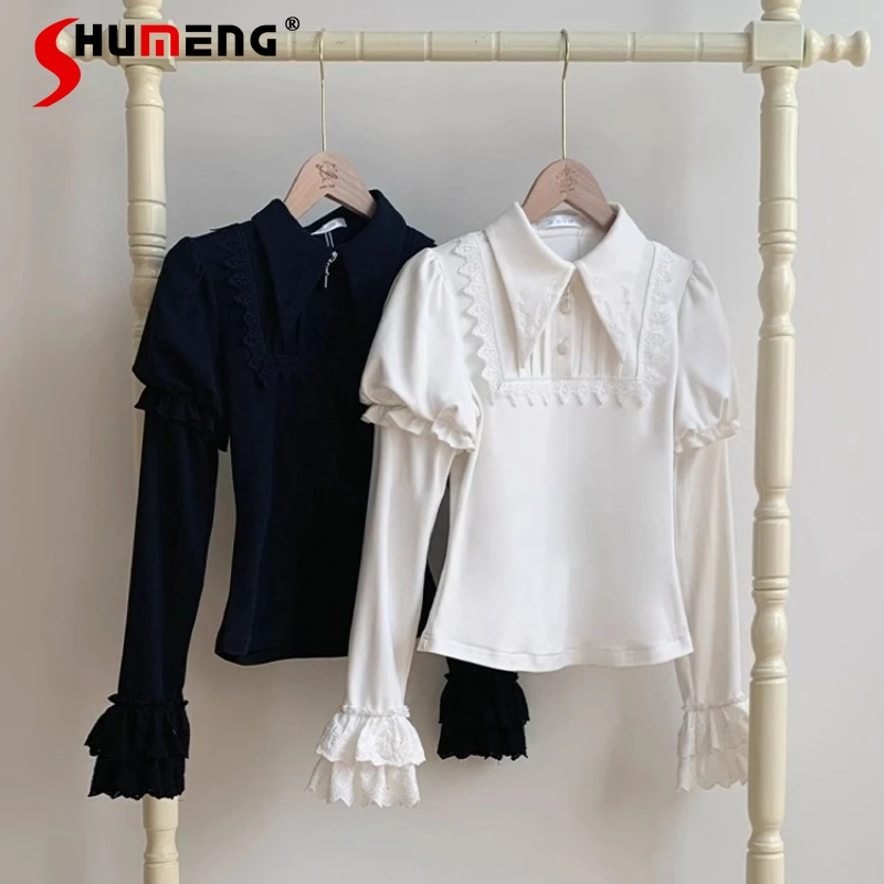 

Original Gothic Lolita Long Sleeve Shirt Blouse Spring Autumn 2025 Girl's Women's Slim Fit Elegant Vintage Shirt Lady Inner Tops