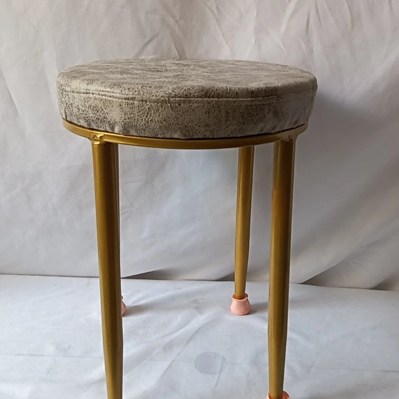 Scandinavian Makeup Stool with Velvet Cushion & Sturdy Metal Legs Space-Saving Stackable Dressing Seat for Salon Bedroom Decor