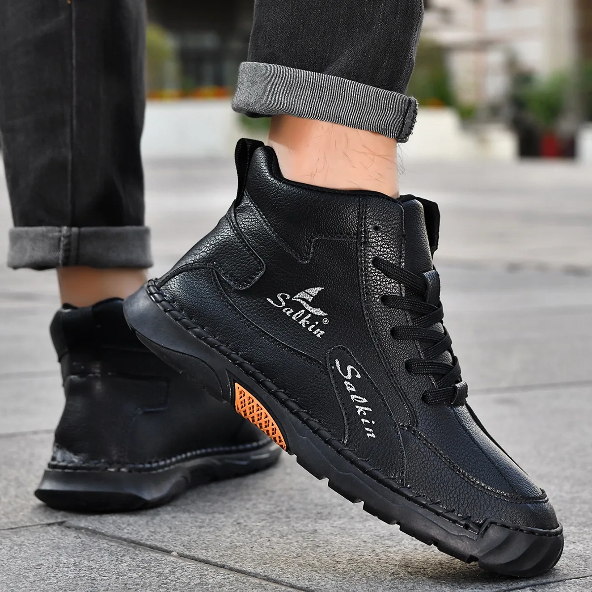 

New 2026 Handmade Leather Casual Men Shoes Design Sneakers Man Breathable Leather Shoes Men Ankle Boots Outdoor Large Size 38-48