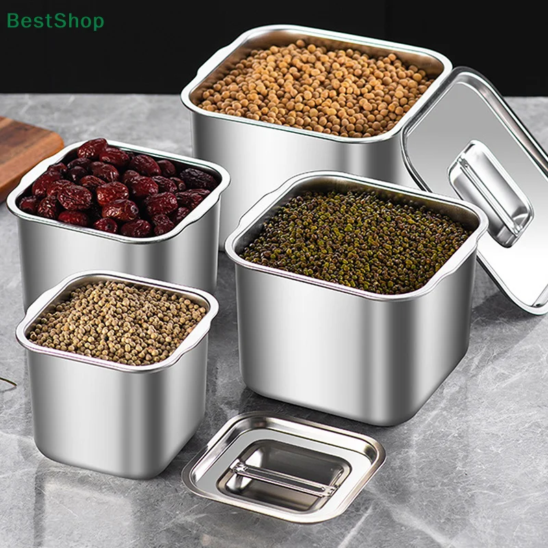 Stainless Steel Fresh-keeping Box Sealed Leak Proof Lunch Box Fruit Box With Lid Dumpling Container Refrigerated Storage Box