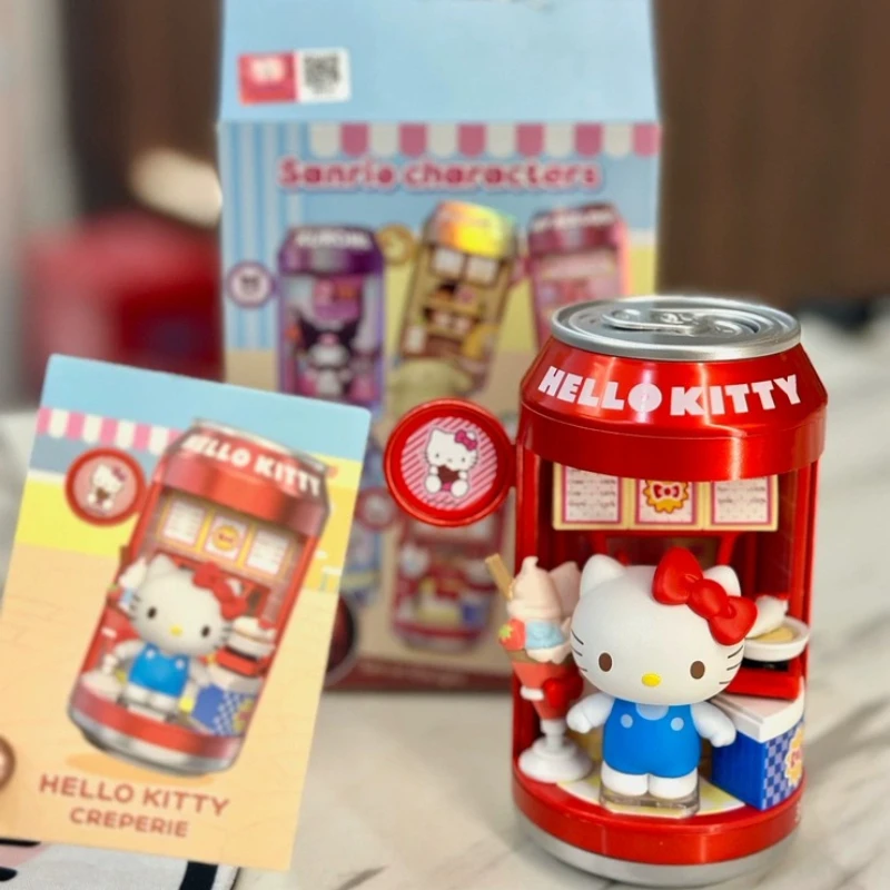 

Sanrio Hello Kitty Kuromi Cinnamoroll Anime Figures Blind Box Toys Soda Can Dessert Shop Series Luminous Collect Ornaments Gifts