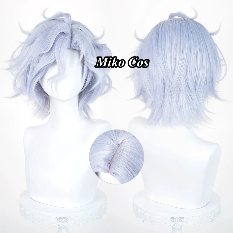 Game Genshin Impact Mitya Cosplay Wig High Temperature Synthetic Rose Net Wig Short Hair for Halloween Comic-con Accessories