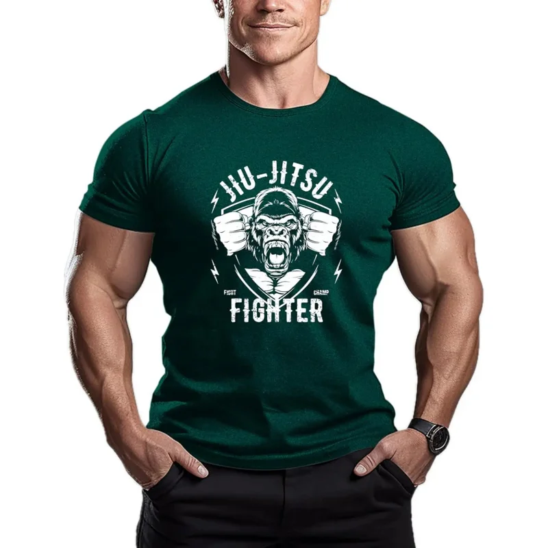 

Jiu-Jitsu fioht Fighter champ-Mens bodybuilding T-shirt-gym training top fashion short sleeve fitness