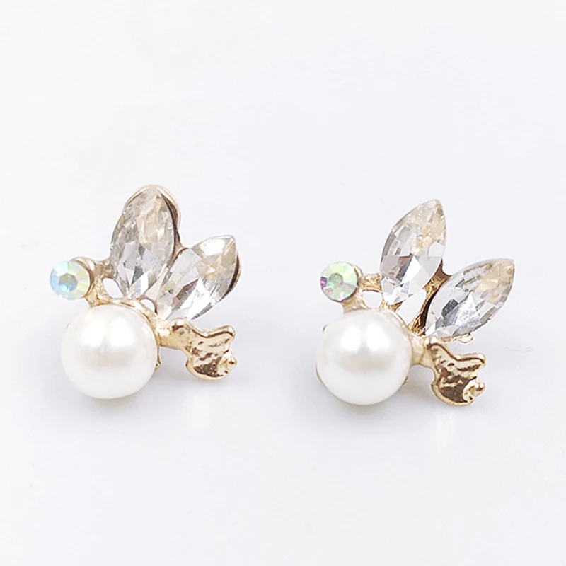 

Engood 100Pcs Sewing Trim & Embellishments Craft Buckle Pearl Flower Rhinestone Button for Wedding or DIY Hair Accessories HZ511