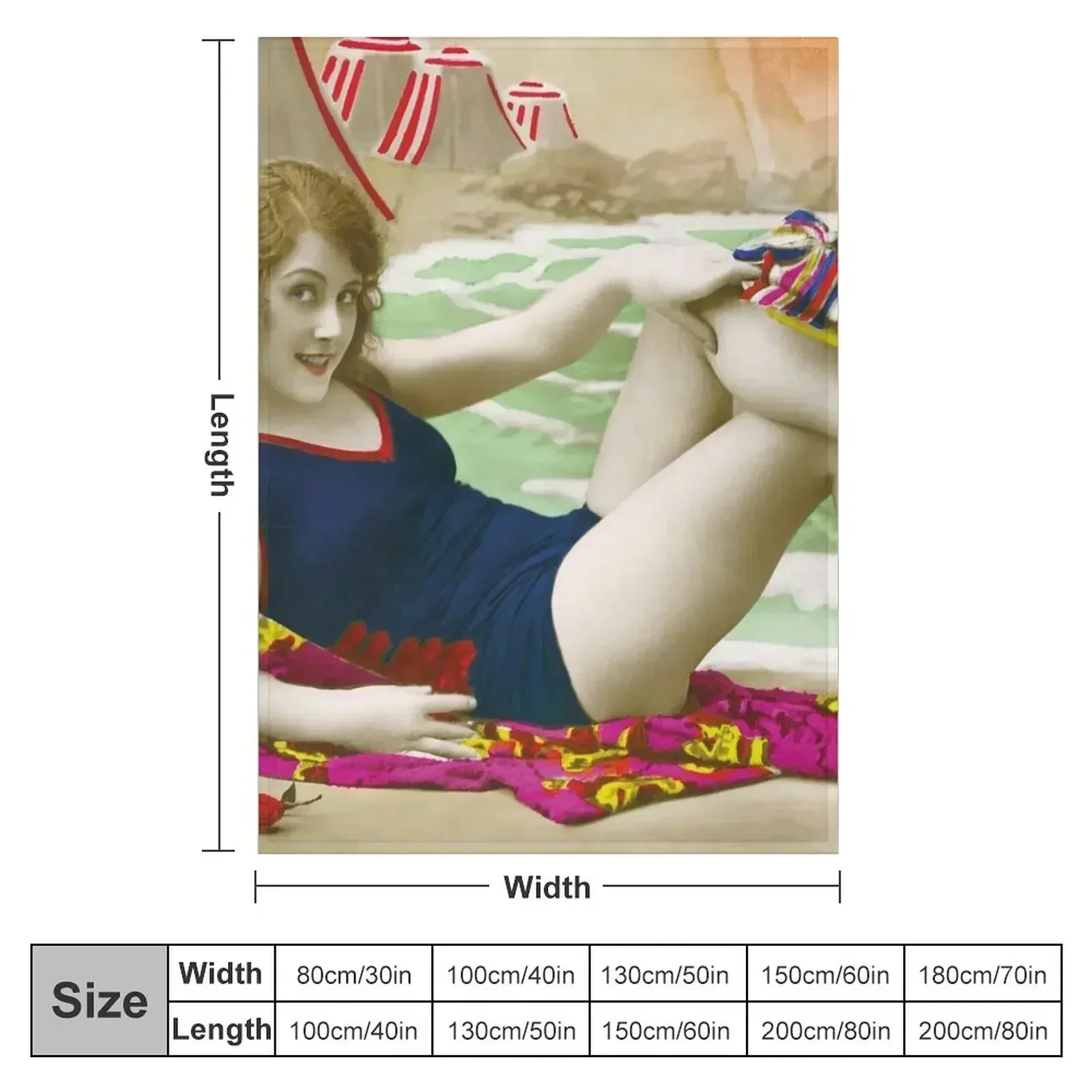 Attractive woman from the 20s on the beach Throw Blanket Retros Beautifuls Cute Plaid Kid'S Thin Blankets