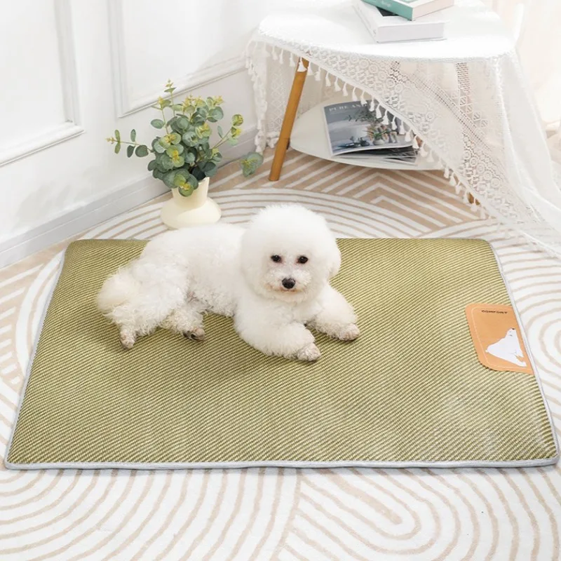 

Pet Breathable Cooling Mats for Dogs Summer Rattan Weaving Sleeping Pads Kitten Puppy Heat Dissipation Supplies Cat Soft Bed Mat