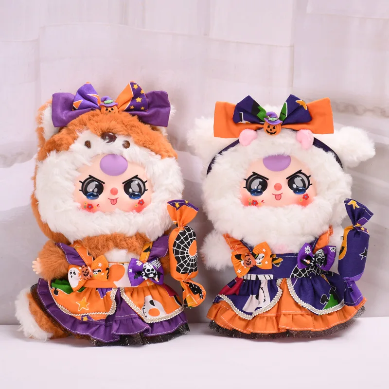 

For 20cm Baby Three Doll Clothes Three Generation Blind Box For 16cm Upsetduck Doll Clothes Halloween Candy Strap Skirt Dress Up
