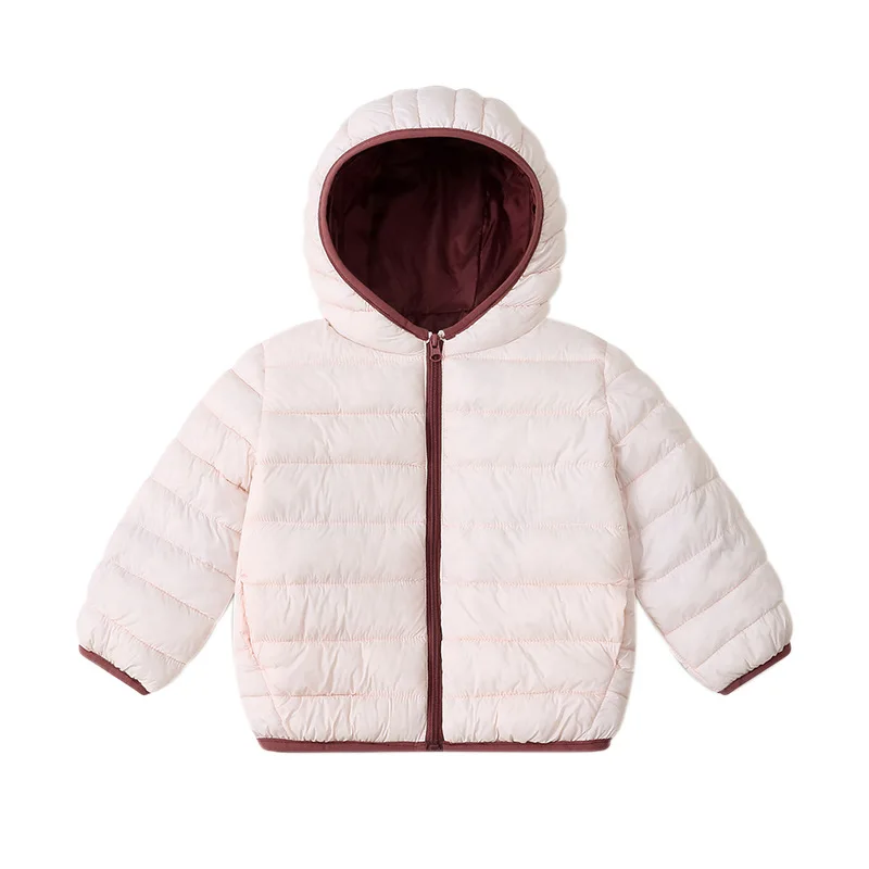 Coat New Winter Down and Cotton Jacket Lightweight Hooded Design Solid Color Jacket for Children Simple Daily